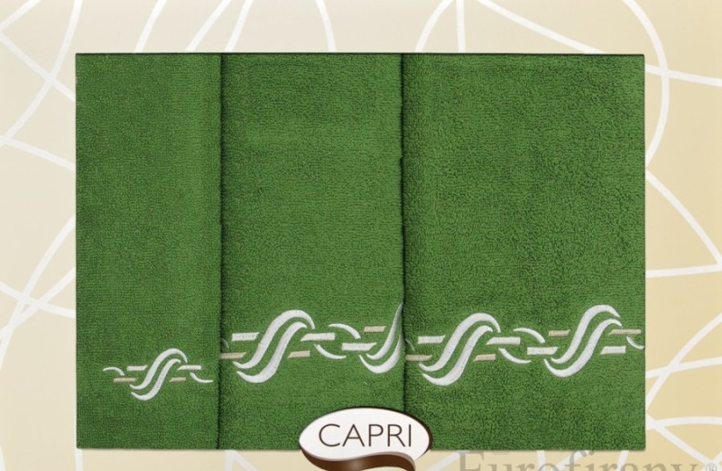 Komplet trzech zielonych ręczników bawełnianych