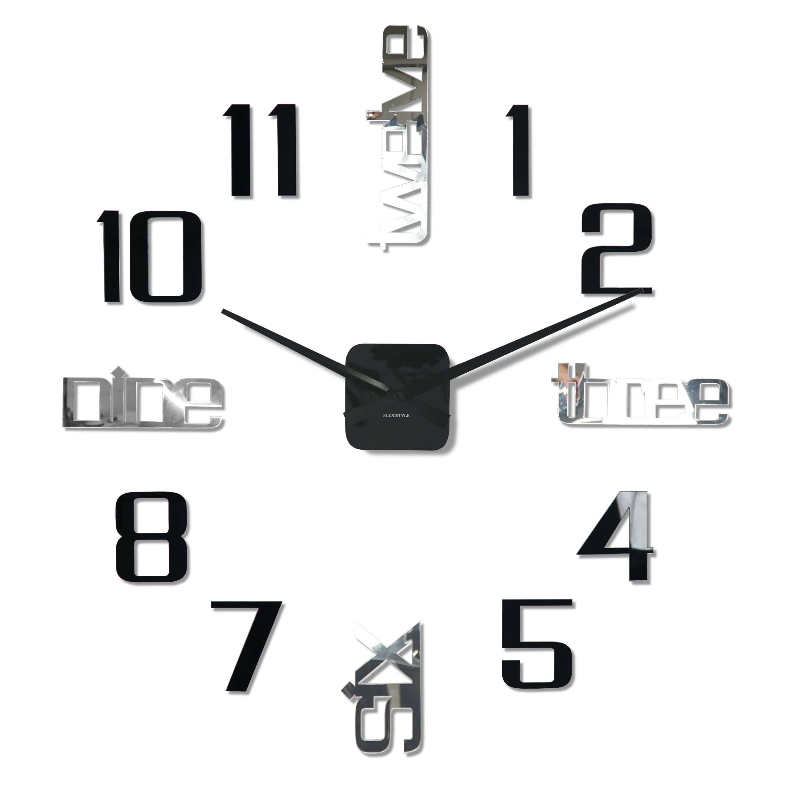 Ozdobny zegar czarny na ścianę do pokoju 100x100