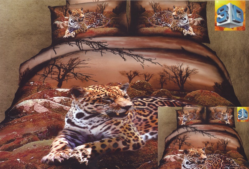 Pościele brązowe na łóżko z gepardem