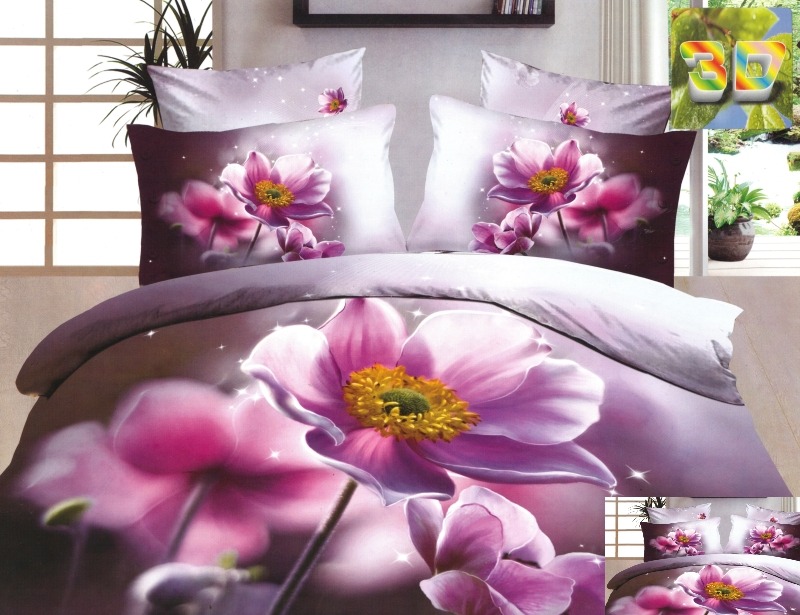 Różowe kwiaty pościel wrzosowa bawełniano satynowa do sypialni