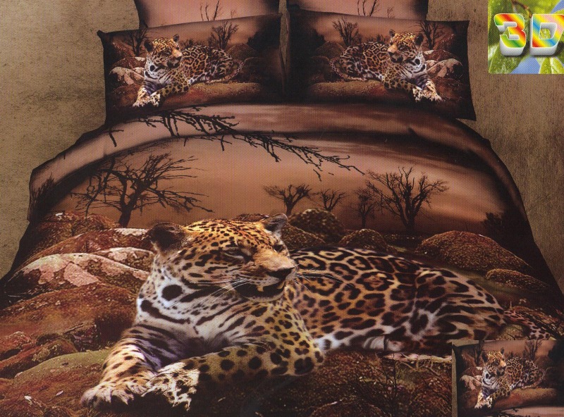 Pościele w kolorze beżowym z wypoczywającym gepardem
