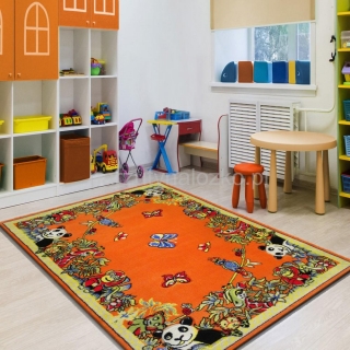 Pomarańczowe dywany dziecięce w nowoczesne wzory
