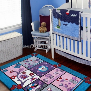 Turkusowe dywany nowoczesne we wzory dla dzieci