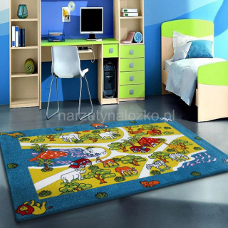 Zoo- niebieski dywan dziecięcy do pokoju 160x220