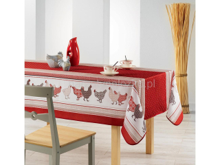 Czerwone nowoczesne obrusy na stół z ozdobnymi kurami