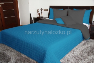 Narzuta na łóżko 200x220 niebiesko grafitowa