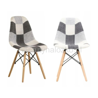 krzesło z patchworkową tapicerką w łatki