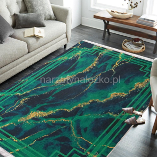 Nowoczesny dywan w kolorze zielonym