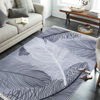 Szary antypoślizgowy dywan we wzory